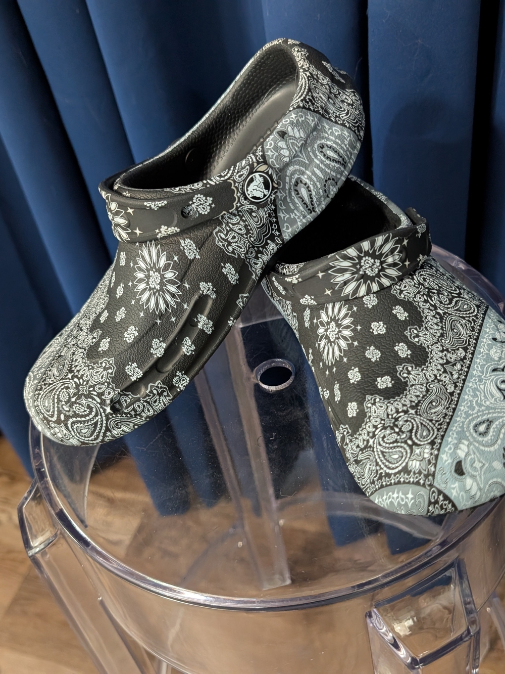 CROCS Classic Clog with Black & White Bandana Print